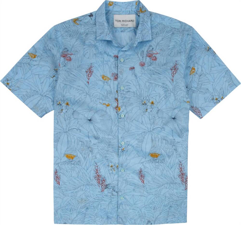 NEW TORI RICHARD men's manu garden short sleeve shirt in blue